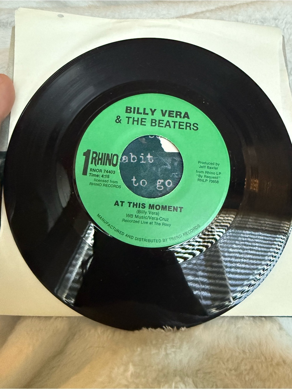 🌑5/$12 Billy Vera & The Beaters 7" Vinyl Single At this moment/peanut butter